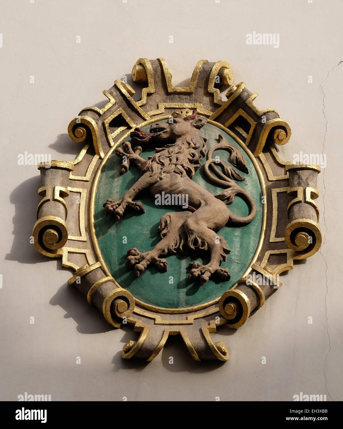 Fassade-Wappen auf der Landhaus-Altstadt Weltkulturerbe von der UNESCO in Graz, Steiermark, Österreich Stockfoto