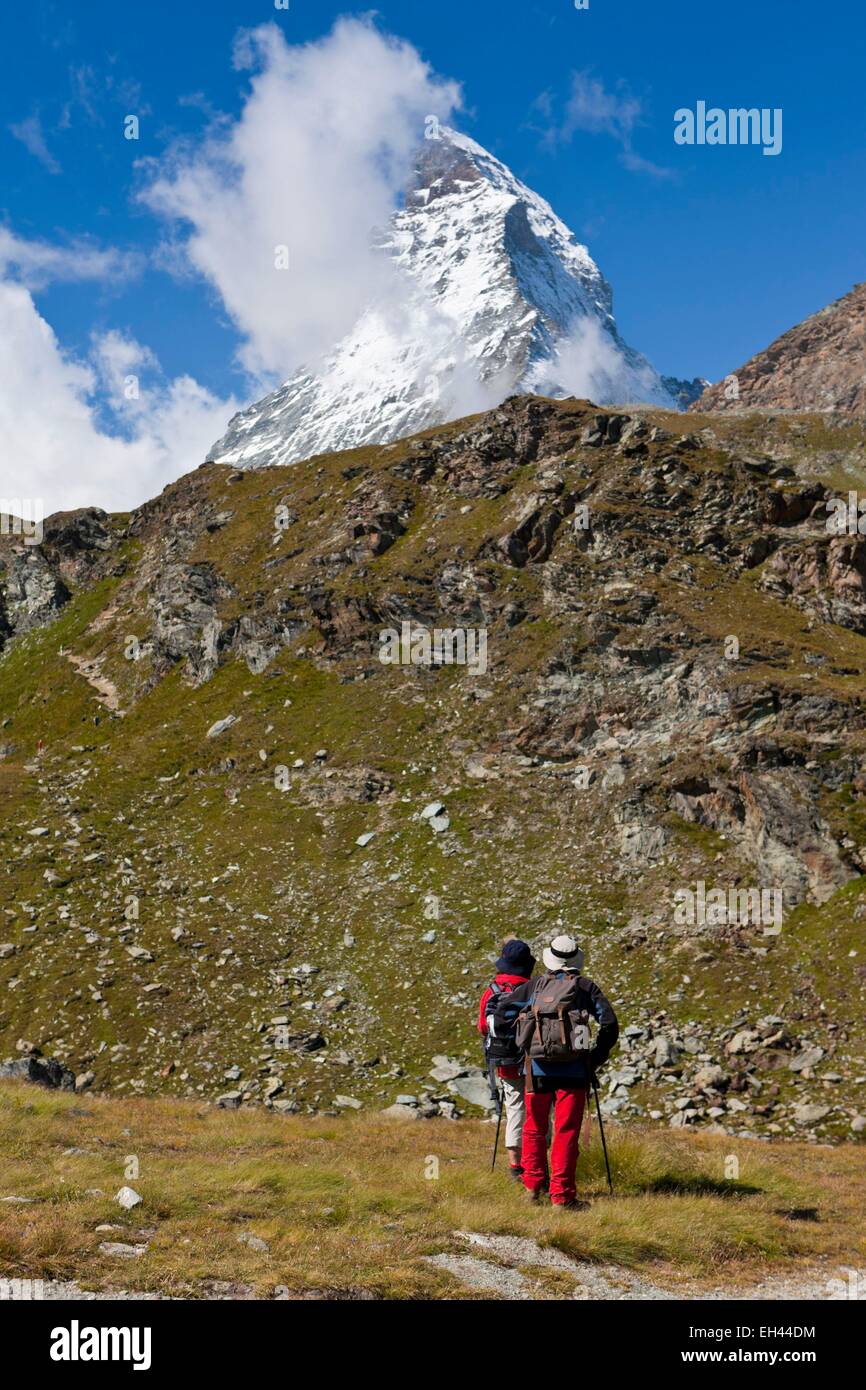 Schweiz, Kanton Wallis, Zermatt, das Matterhorn (4478 m) Stockfoto