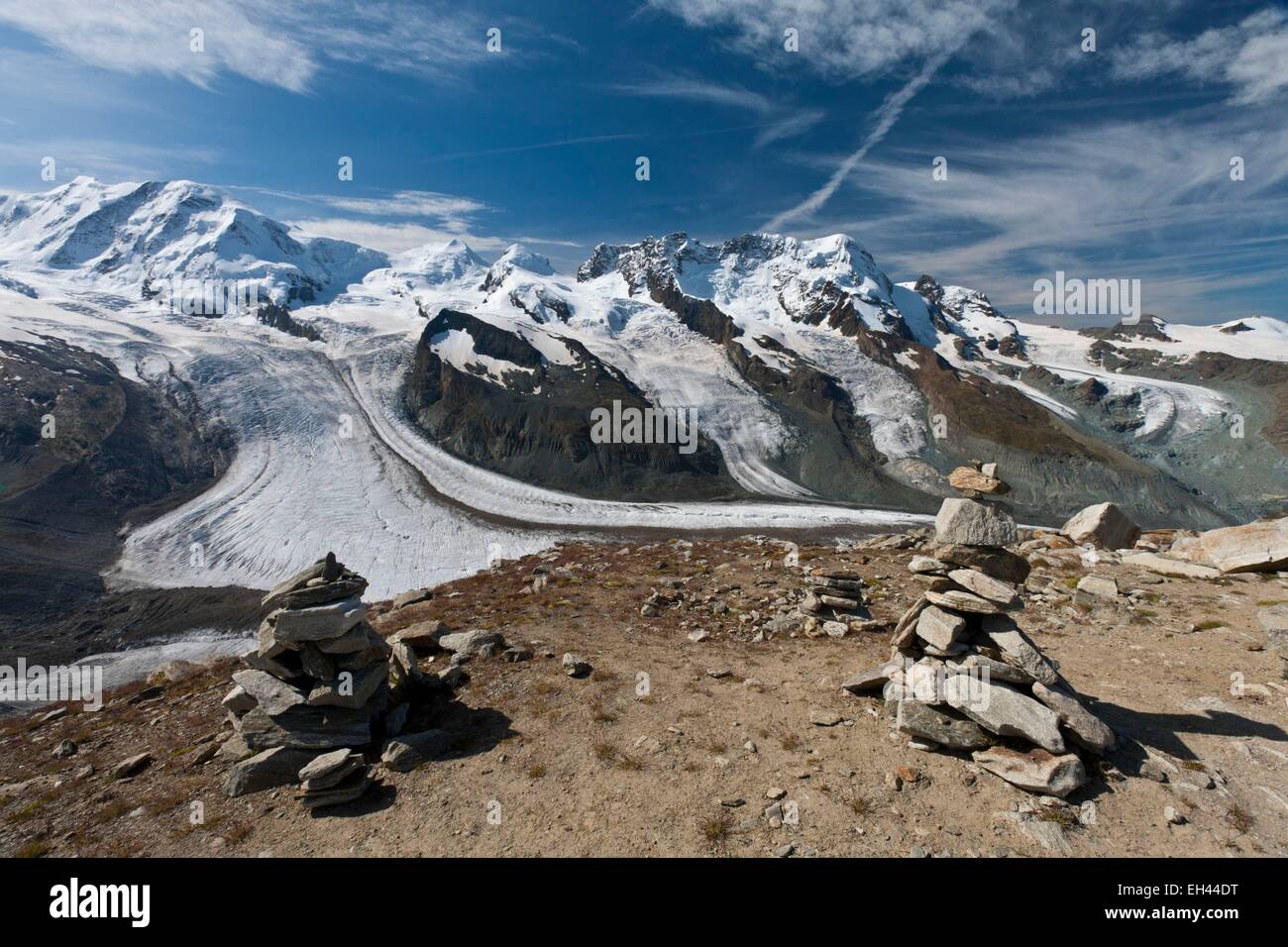 Schweiz, Kanton Wallis, Zermatt, Gornergrat Gletscher Stockfoto
