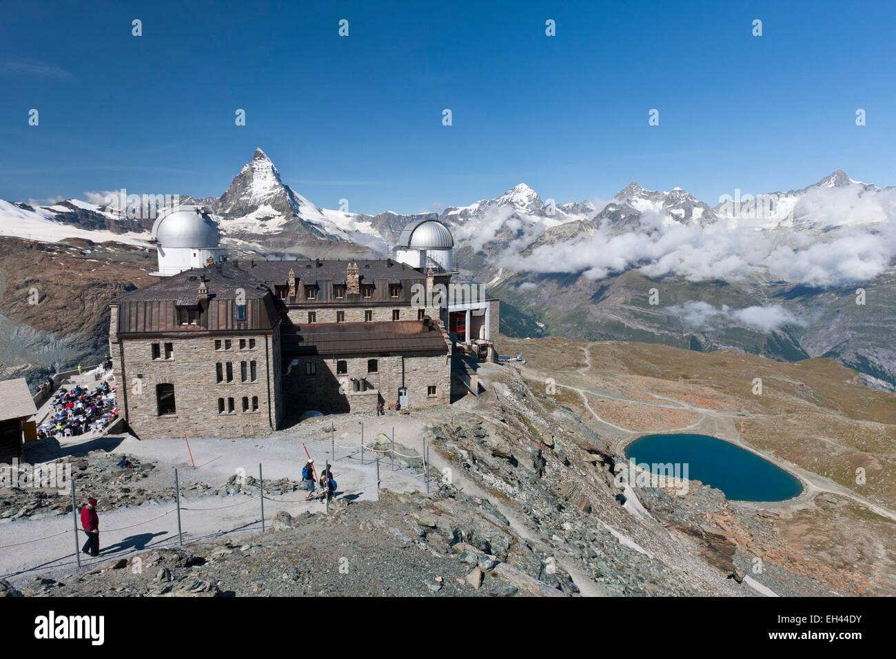 Schweiz, Kanton Wallis, Zermatt, Hotel Kulmhotel Gornergrat ist das höchste Hotel Europas, 3089 m Höhe Stockfoto