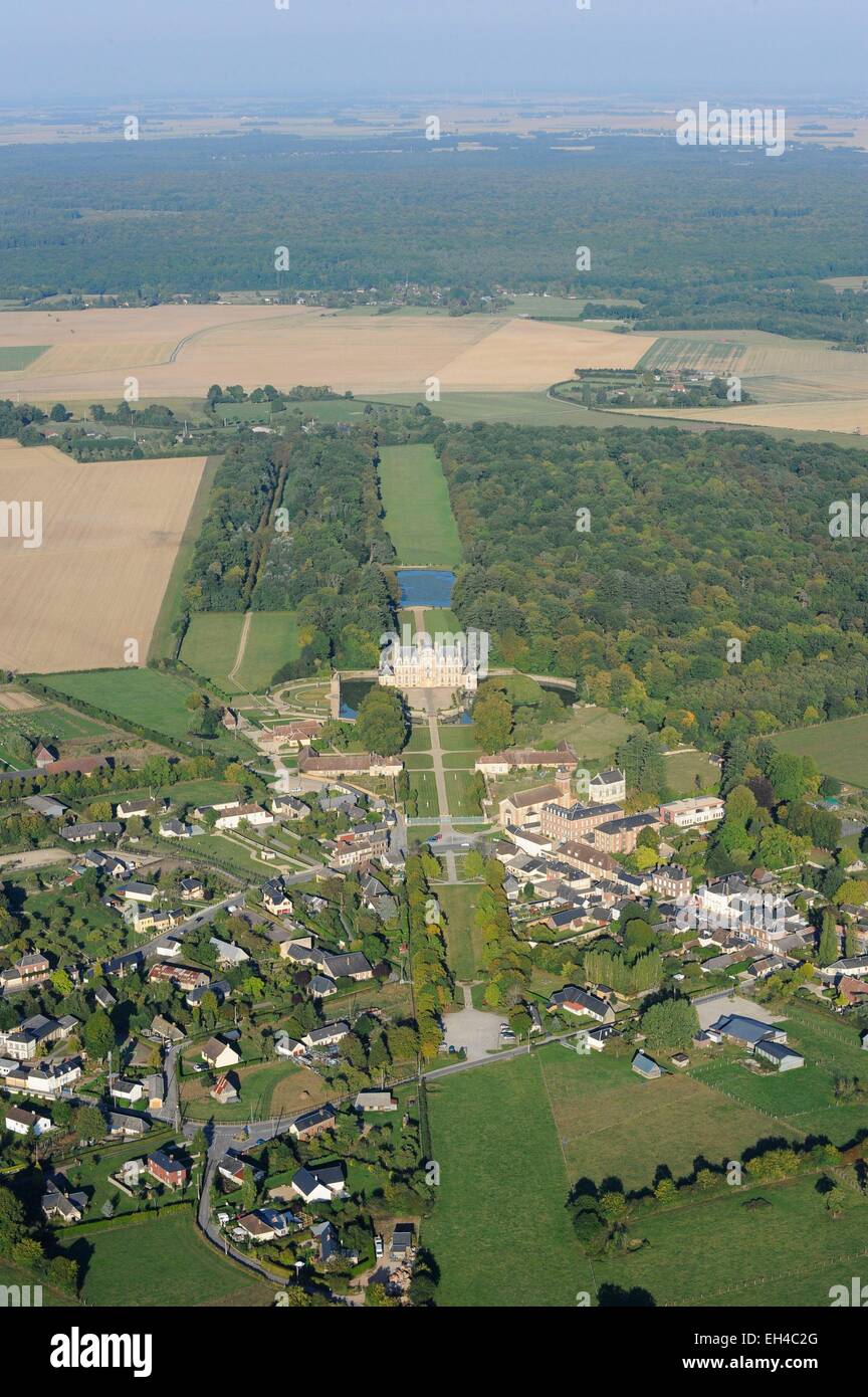 Frankreich, errichtet Eure, Beaumesnil, Beaumesnil Schloss im XVI Jahrhundert von Jacques Nonant für seine Frau, Louis XIII herausragendes Beispiel der Architektur (Luftbild) Stockfoto