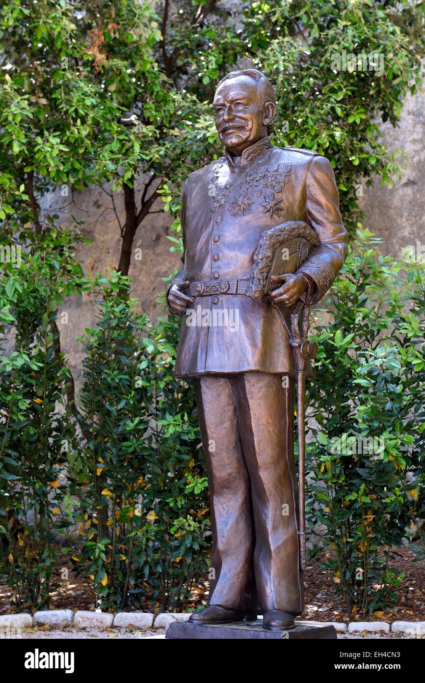 Fürstentum Monaco, Monaco, die Rampe De La großen führt auf dem Felsen, SAS Prinz Rainier III Statue Stockfoto