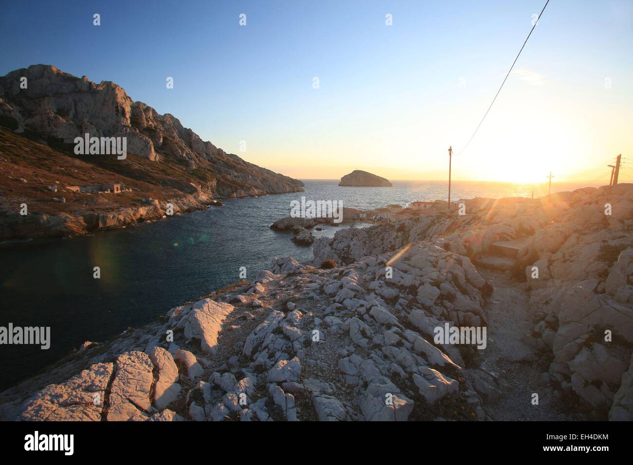 Frankreich, Marseille, Bouches du Rhone Cap Croisette am Ende des Tages Stockfoto