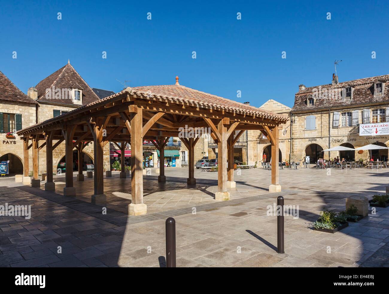 Frankreich, Dordogne, Beaumont du Perigord, die Markthalle in der ummauerten Stadt quadratisch Stockfoto