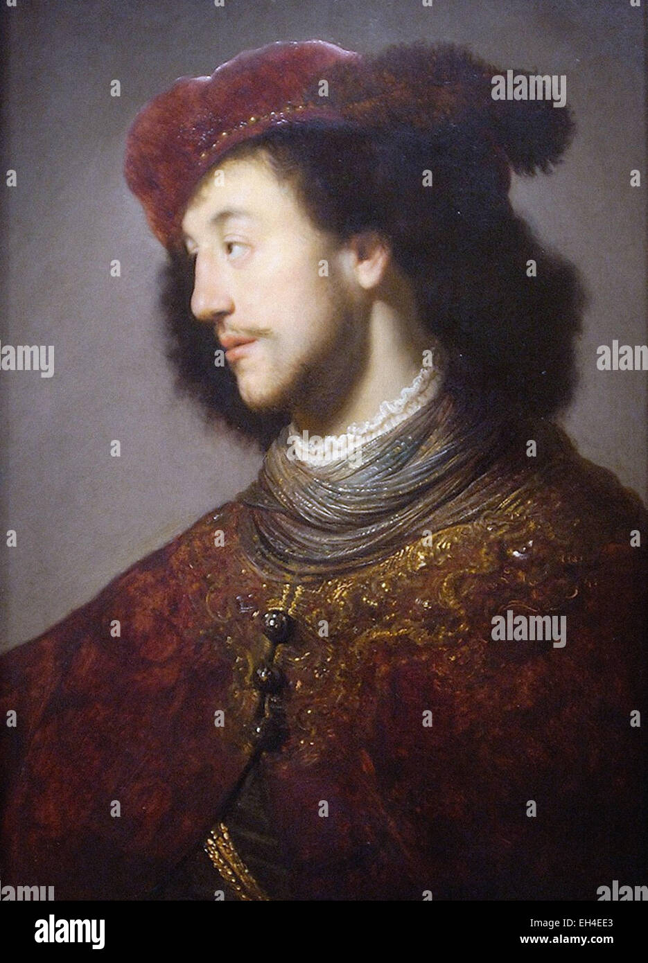 Jan Lievens junger Mann mit einer roten Baskenmütze Stockfoto