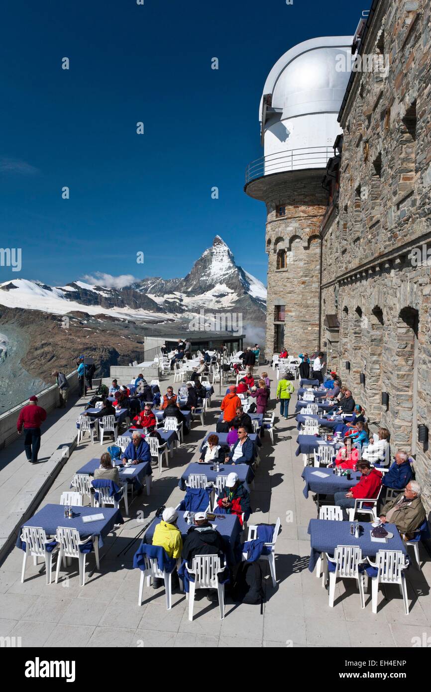 Schweizer Kanton Wallis, Zermatt, Hotel Kulmhotel Gornergrat ist das höchste Hotel Europas, 3089 m Höhe Stockfoto