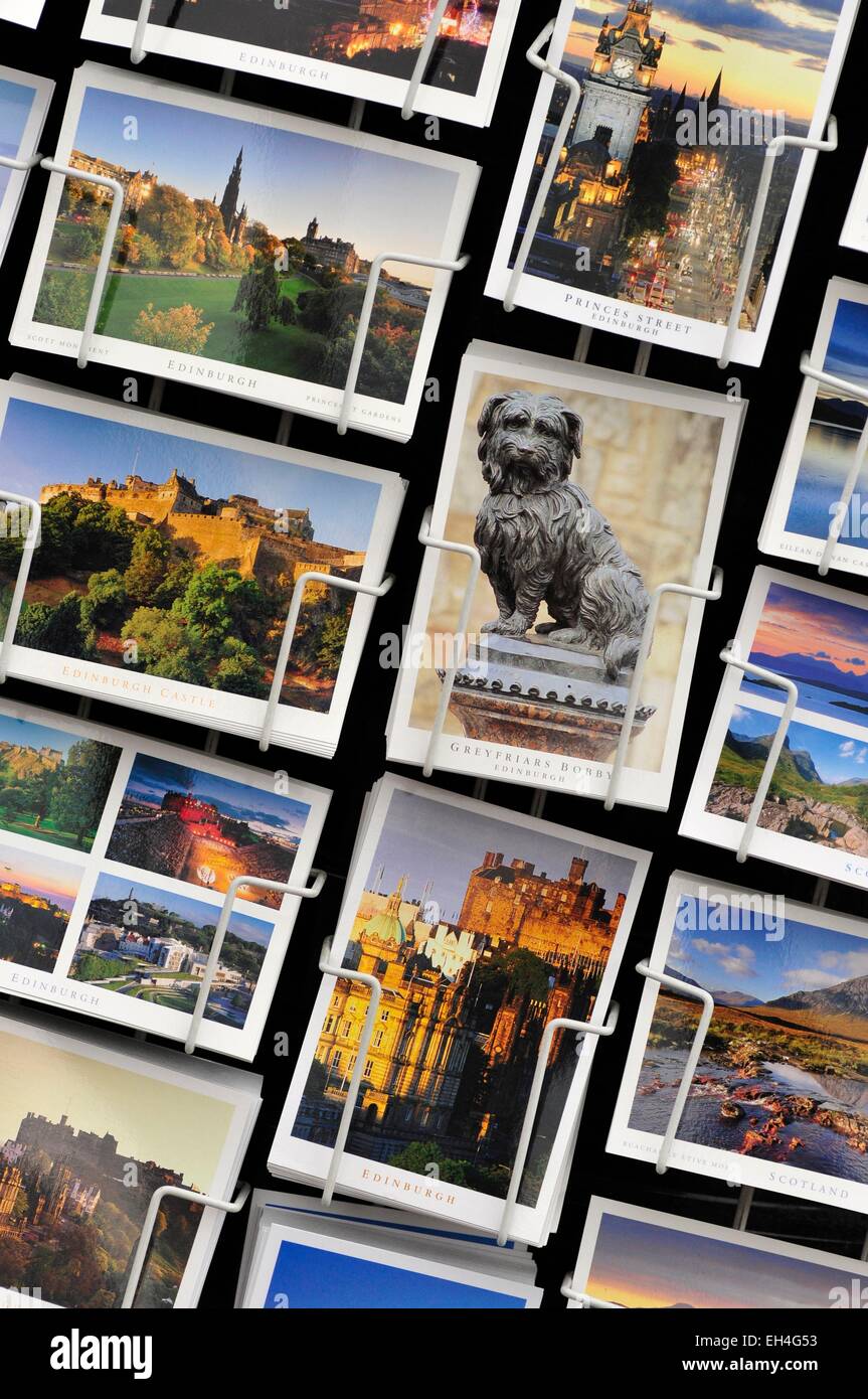 Großbritannien, Schottland, Edinburgh, aufgeführt als Weltkulturerbe der UNESCO, Edinburgh Postkarten Stockfoto