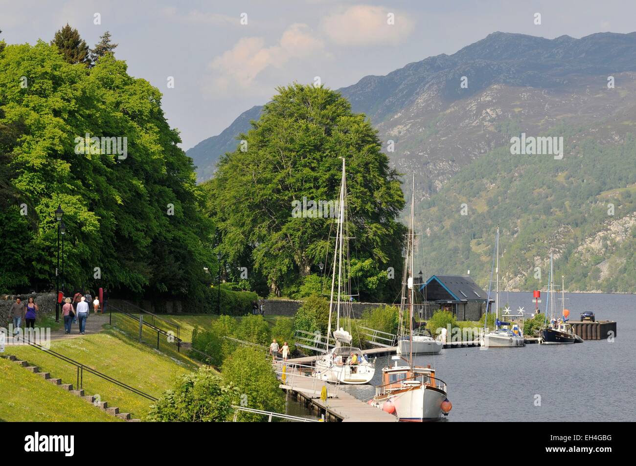 Großbritannien, Schottland, Fort Augustus, Caledonian Canal, Yachten Stockfoto