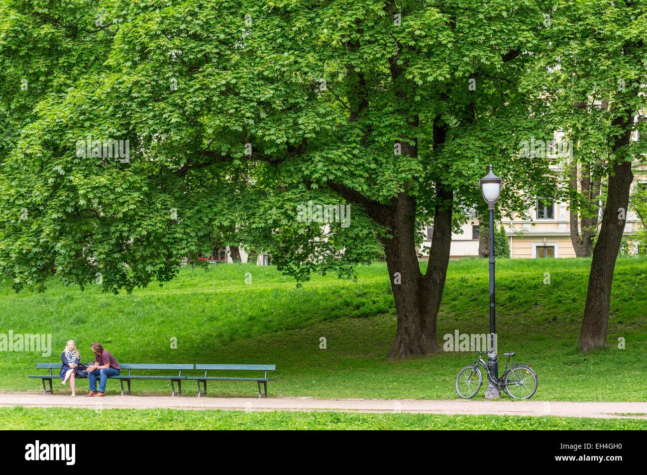 Norwegen, Oslo, Slottsbakken, Königspalast in Oslo (1848), entworfen von dem Architekten Hans Linstow ist die offizielle Residenz der königlichen Familie, zum öffentlichen Park geöffnet Stockfoto