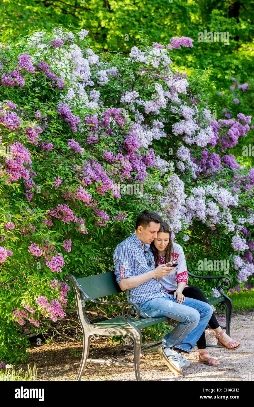 Norwegen, Oslo, Slottsbakken, Königspalast in Oslo (1848), entworfen von dem Architekten Hans Linstow ist die offizielle Residenz der königlichen Familie, zum öffentlichen Park geöffnet Stockfoto