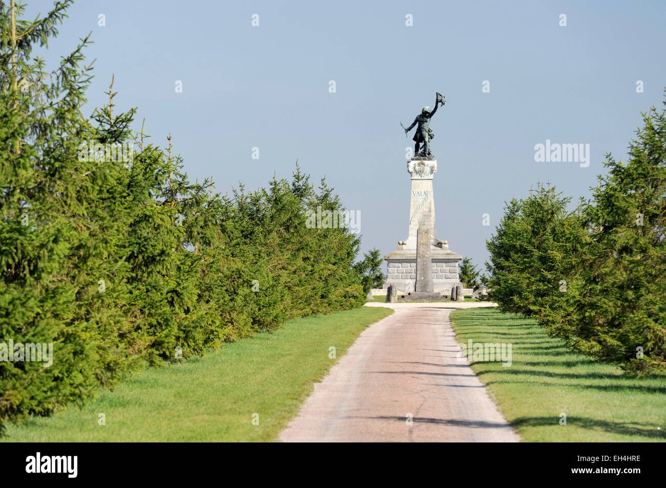 Frankreich, Marne, Valmy, Denkmal zu Ehren von Kellermann der Mosel Heerführer und Sieger der Schlacht von Valmy 1792 über Preußen Stockfoto