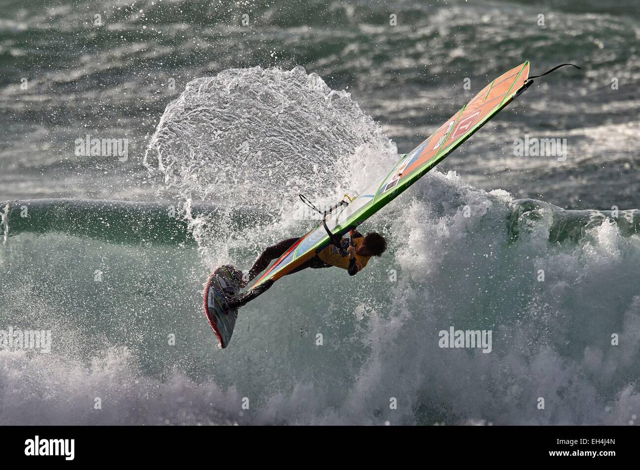 Frankreich, Finistere, Plomeur, Pointe De La Torche, WorldCup 2014 Windsurf, Wave Contest, Thomas TRAVERSA (FRA) Stockfoto