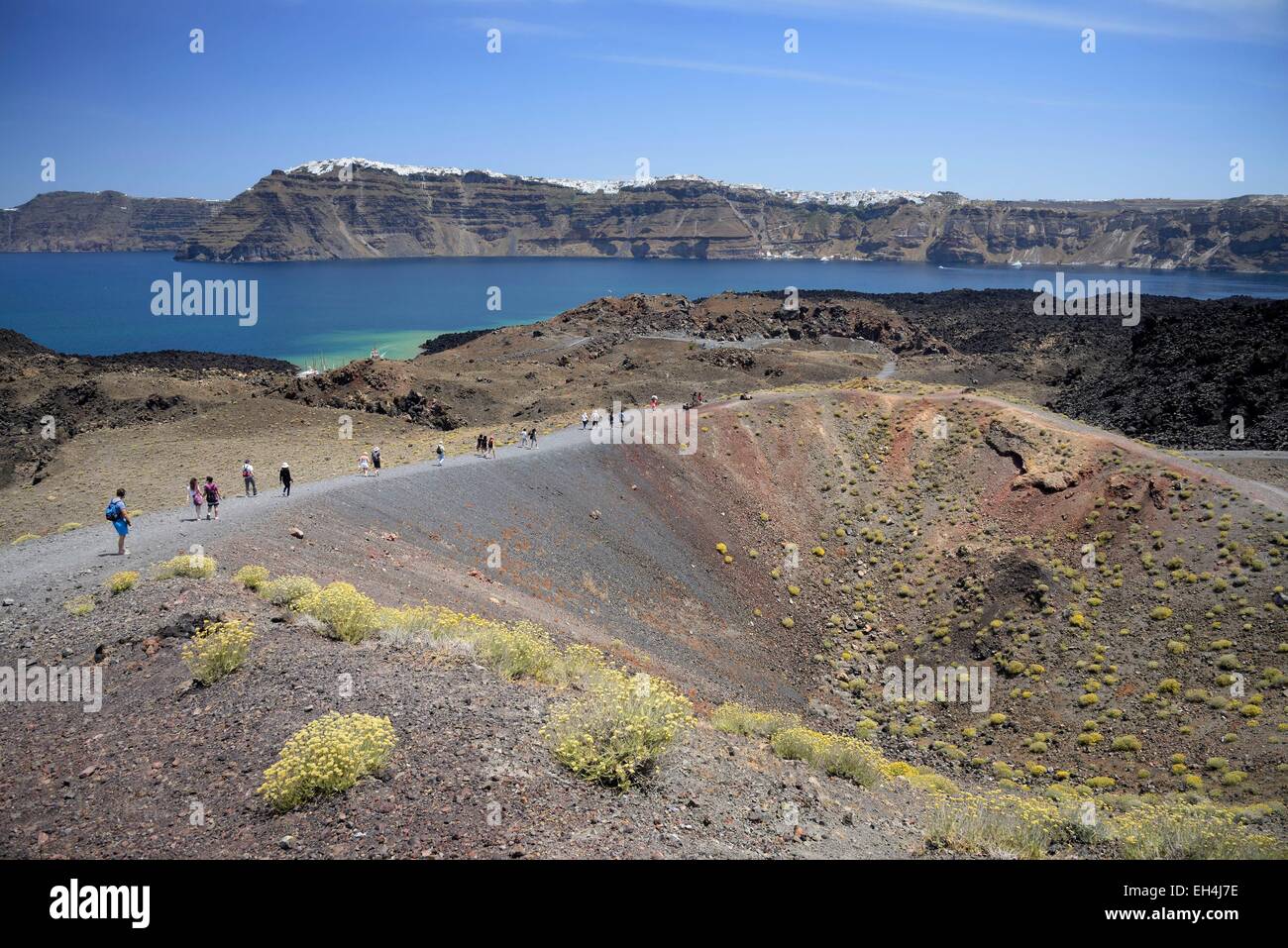 Griechenland, Kykladen, Insel Santorini (Thira, Thira), vulkanische Insel Nea Kameni Stockfoto