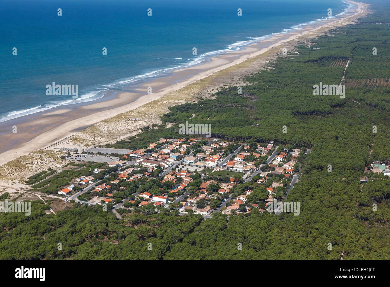 Frankreich, Gironde Hourtin, Hourtin Plage (Luftbild Stockfotografie