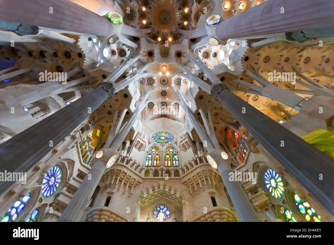 Spanien, Katalonien, Barcelona, Sagrada Familia Kirche, Antoni Gaudis Meisterwerk von der UNESCO als Welterbe gelistet Stockfoto