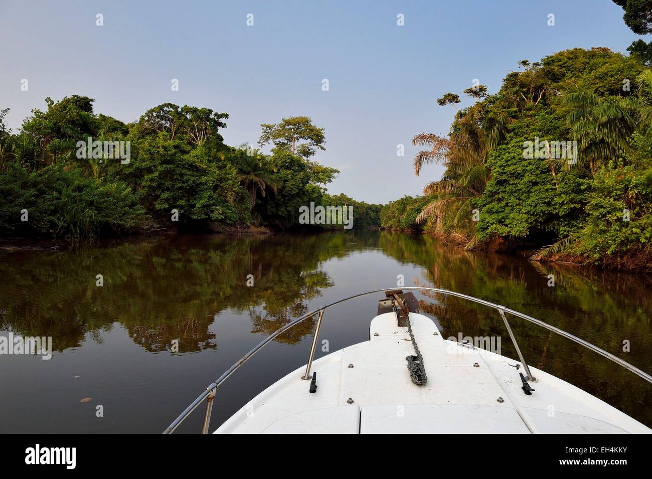 Gabun, Ogooue-Maritime Provinz, einer der vielen Flüsse in der Lagune Fernan Vaz (Nkomi) Stockfoto