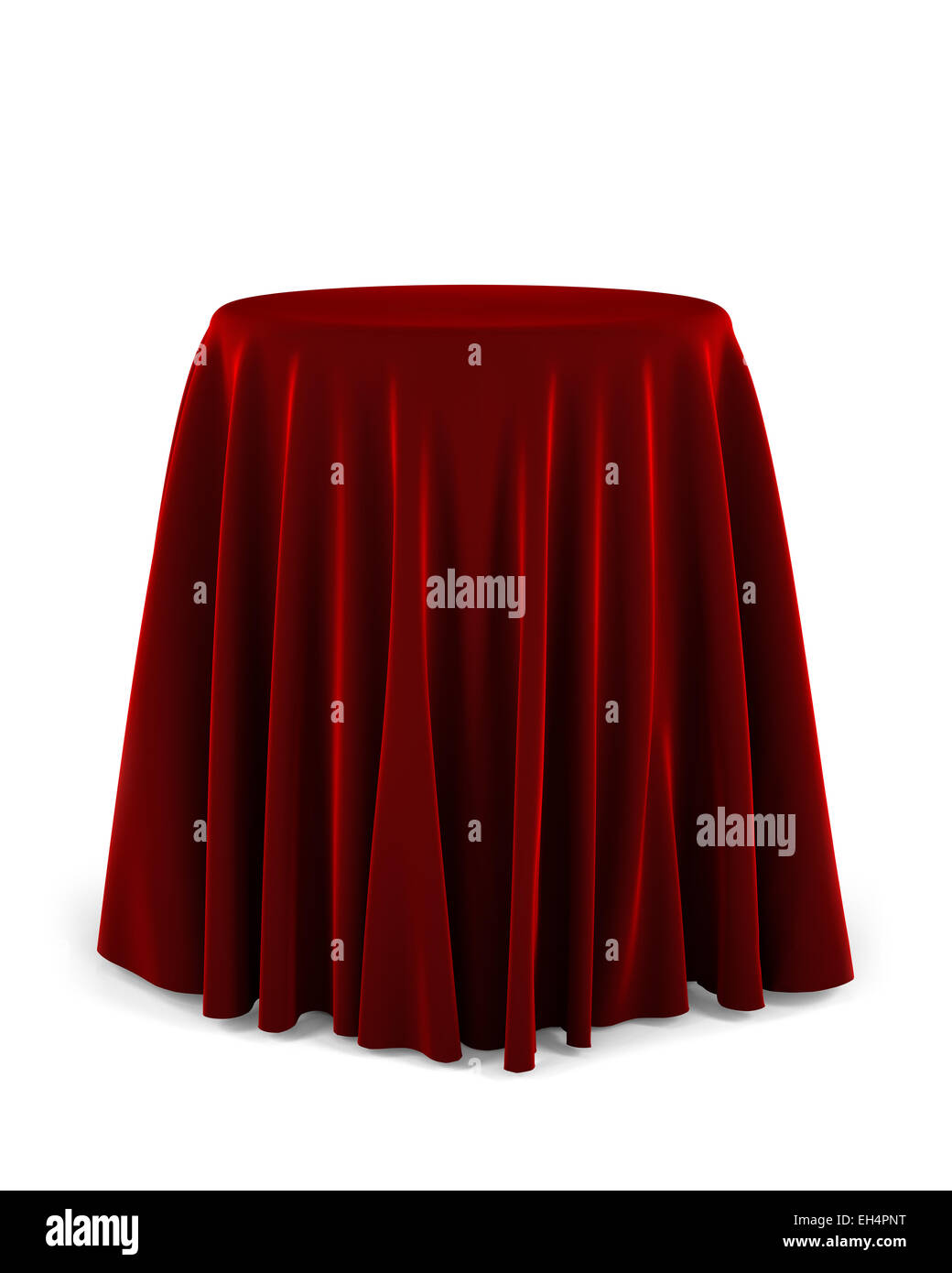 Runde Präsentation Sockel mit einem roten Tuch bedeckt Stockfoto