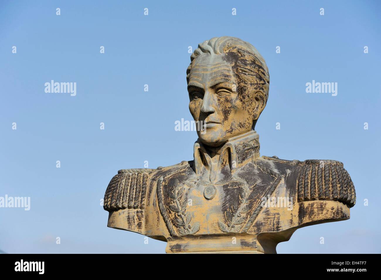 Frankreich, Marne, Valmy, Büste des venezolanischen General Simon Bolivar Stockfoto