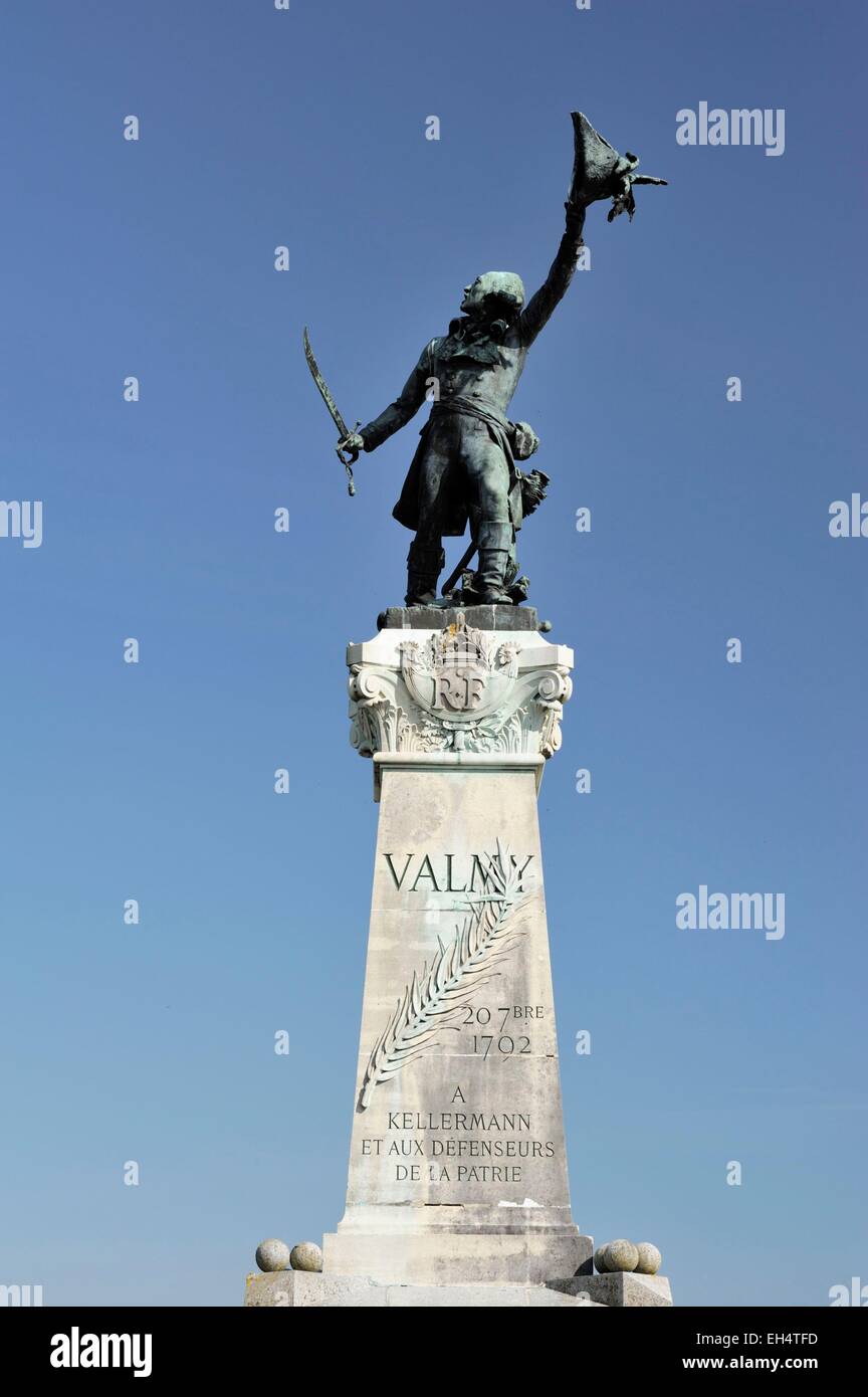 Frankreich, Marne, Valmy, Denkmal zu Ehren von Kellermann der Mosel Heerführer und Sieger der Schlacht von Valmy 1792 über Preußen Stockfoto