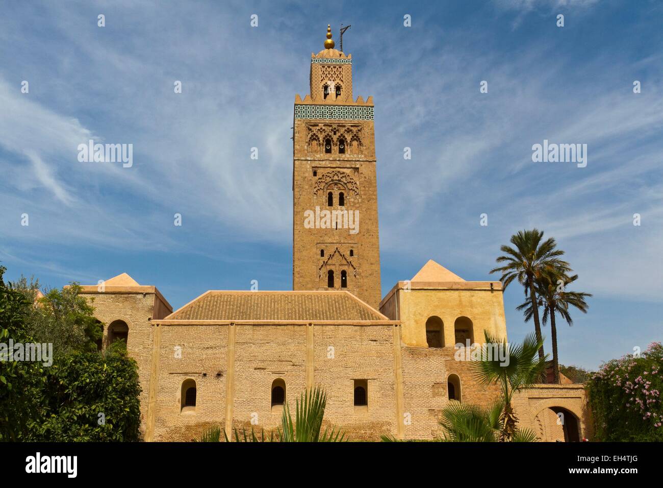 Kaiserstadt, Weltkulturerbe der UNESCO, Koutoubia Moschee, Minarett Medina, Marrakesch, Marokko, hoher Atlas Stockfoto