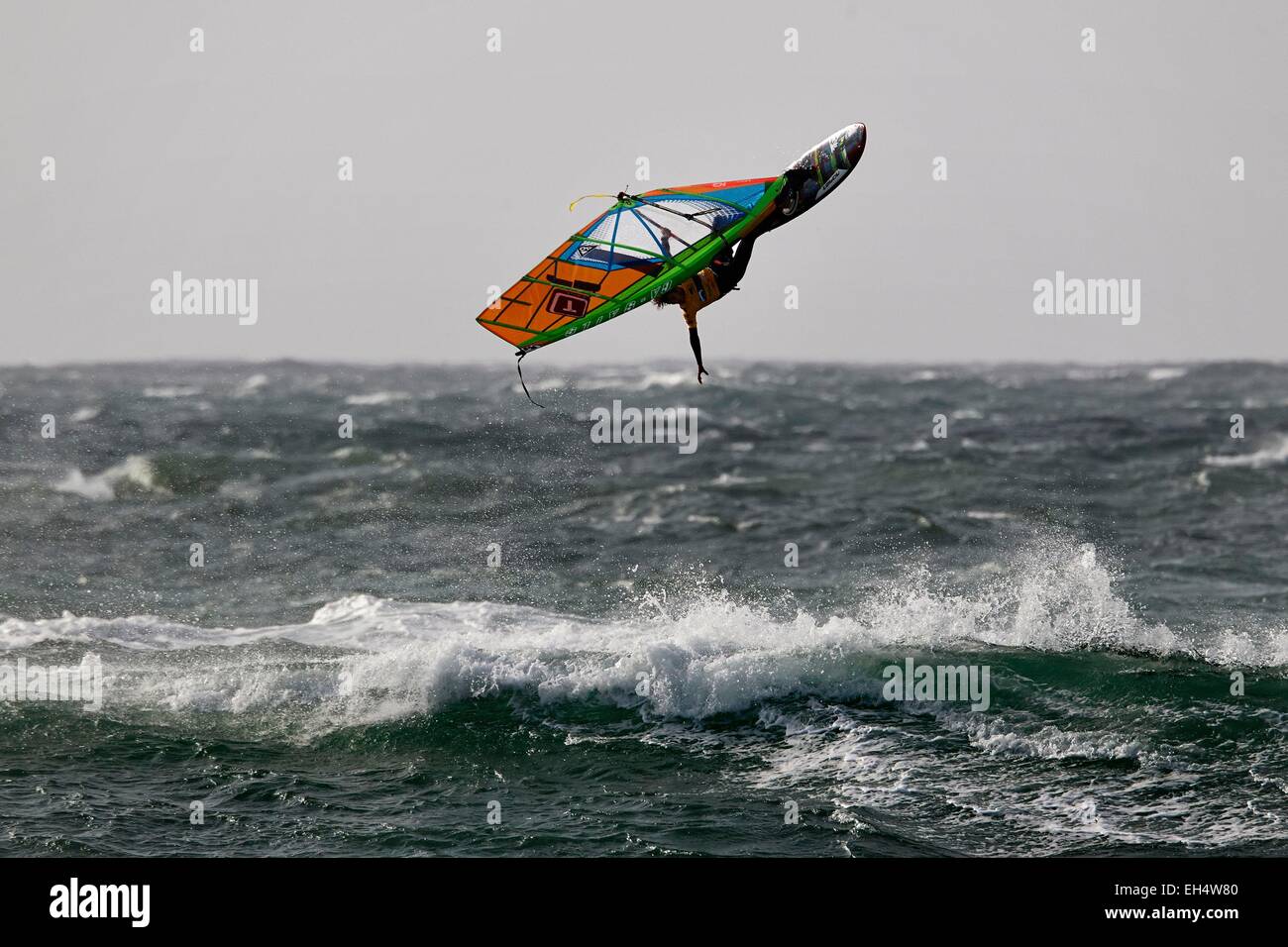 Frankreich, Finistere, Plomeur, Pointe De La Torche, WorldCup 2014 Windsurf, Wave Contest, Thomas TRAVERSA (FRA) Stockfoto