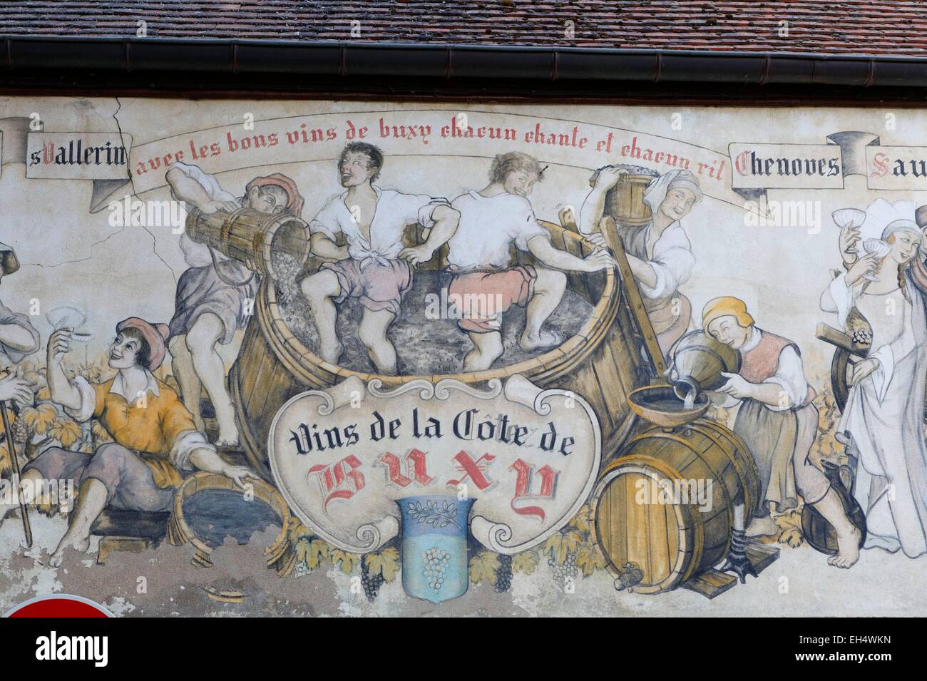 Frankreich, Saone et Loire, Buxy, Wandmalerei, Bourgogne Stockfoto