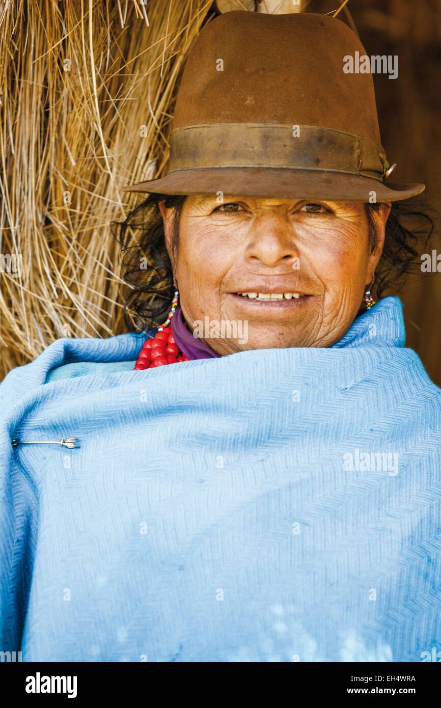 Ecuador, Cotopaxi, Tigua, Porträt eines ecuadorianischen Bauern Stockfoto