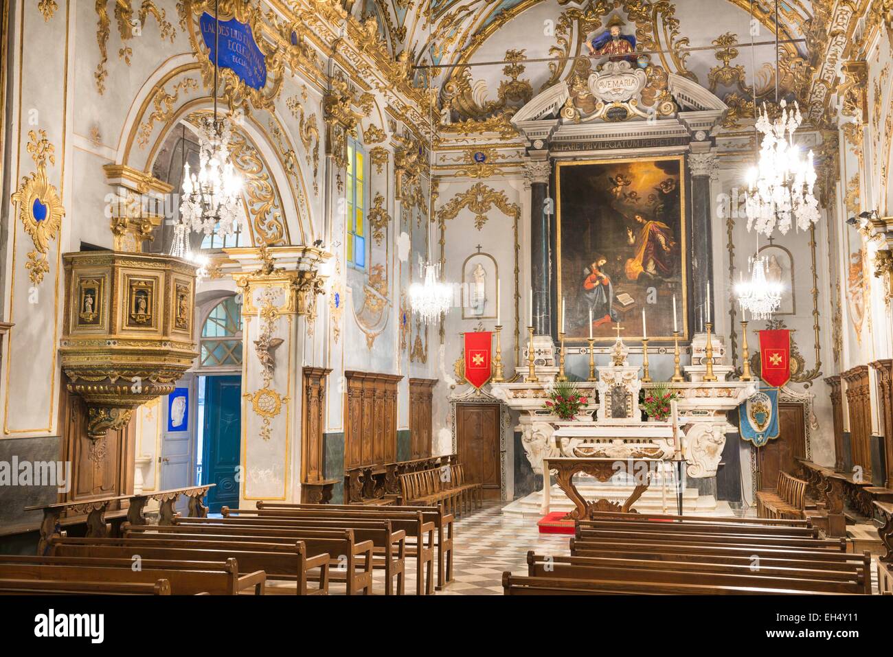 Frankreich, Haute Corse Bastia, im Inneren der Kirche Saint Croix Stockfoto