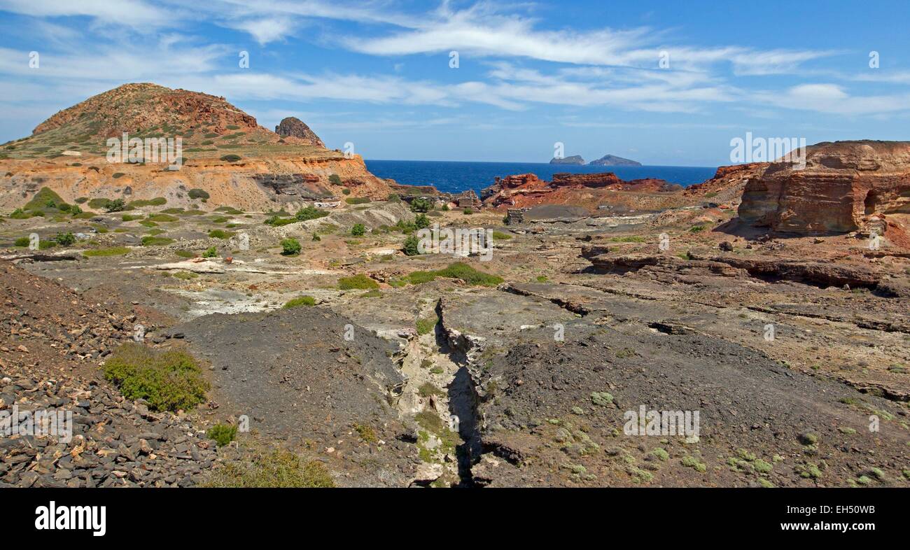 Griechenland, Kykladen, Insel Milos, alten Steinbruch Mangan Stockfoto