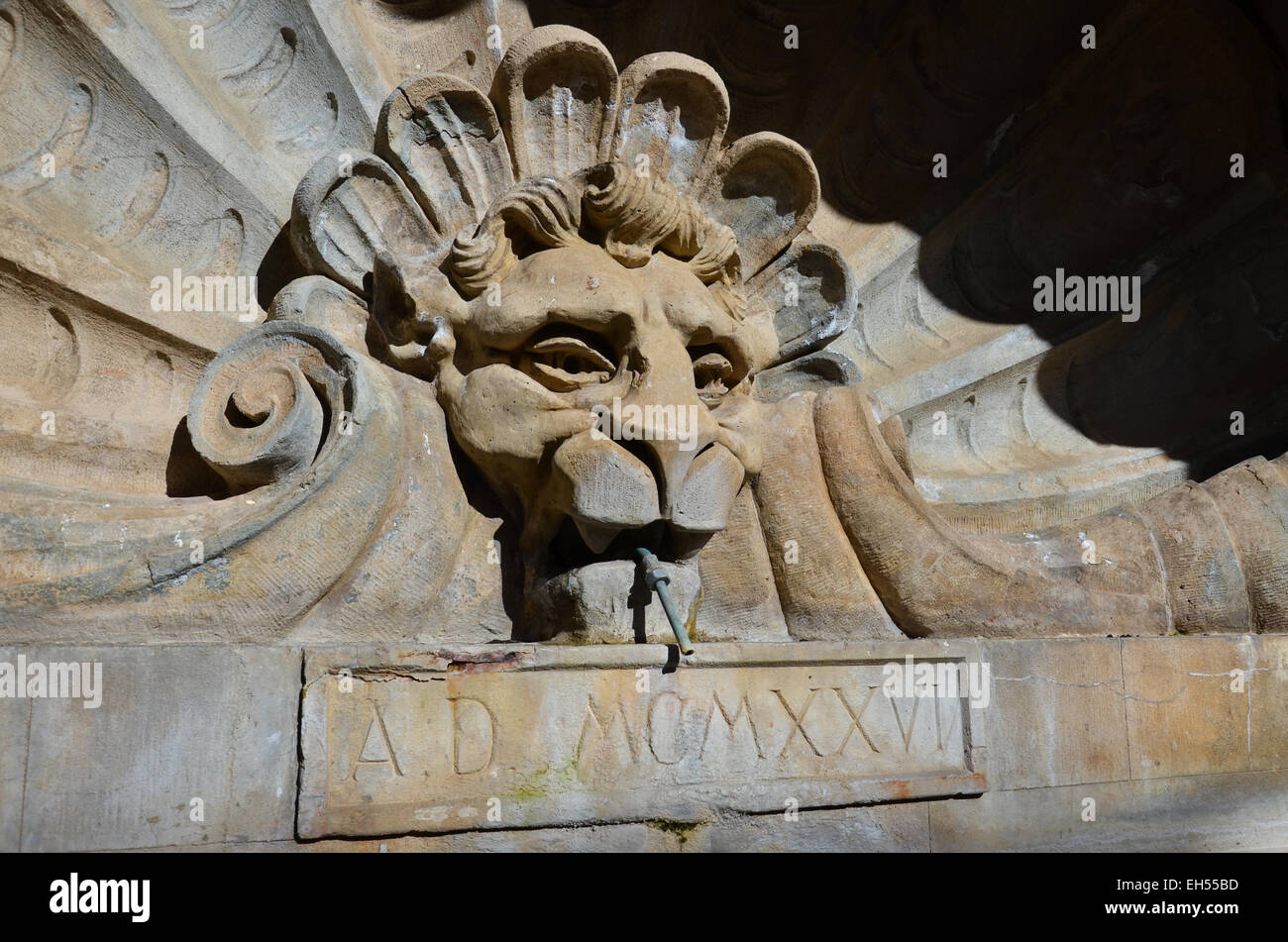 Blick auf den wichtigsten Brunnen von Radda in Chianti Stockfoto