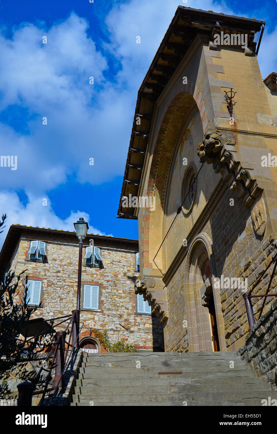Ansicht der Kirche von St. Nikolaus Radda in Chianti Stockfoto