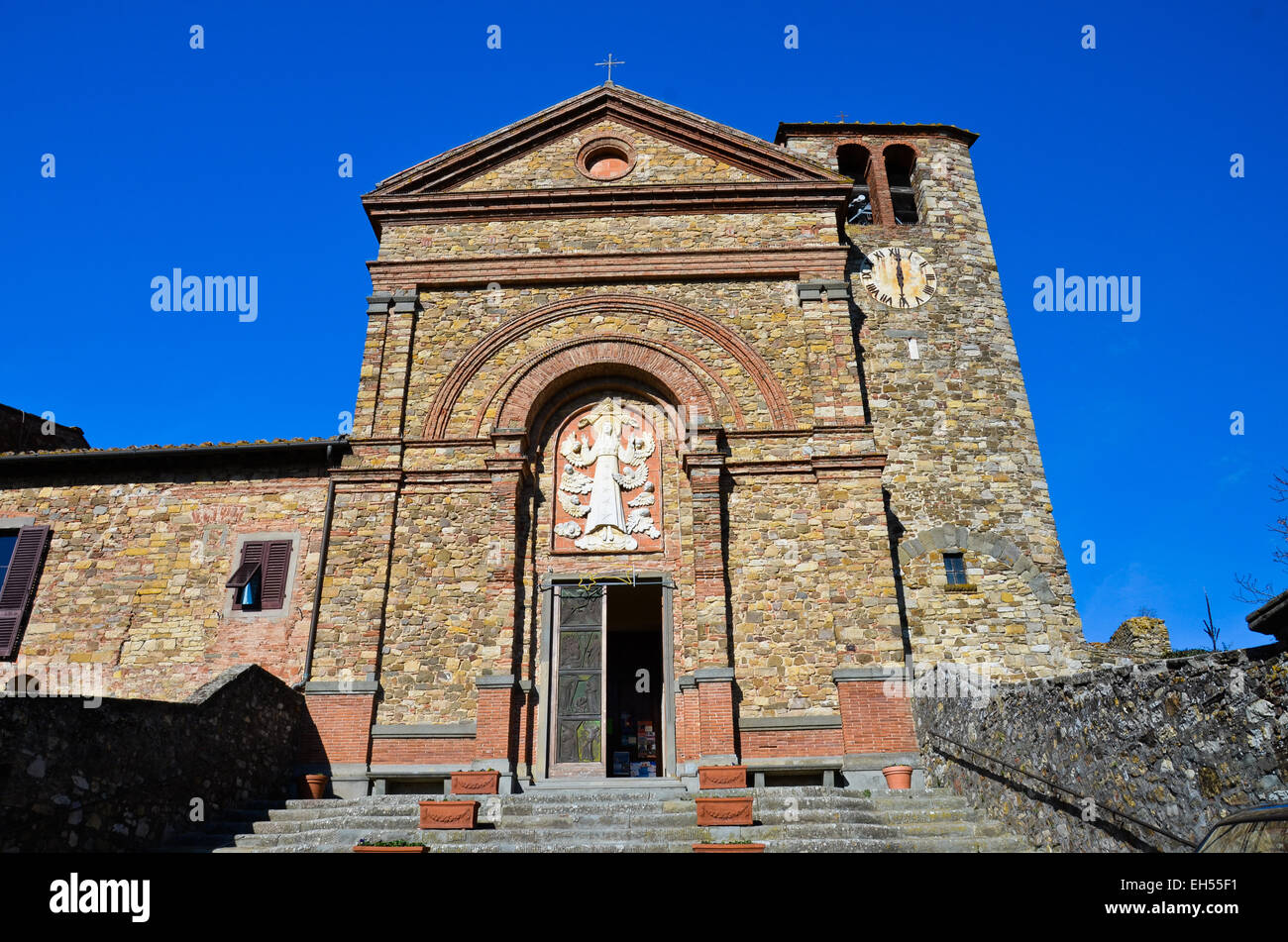 Ansicht der Kirche von Santa Maria, Panzano in Chianti, Toskana Stockfoto