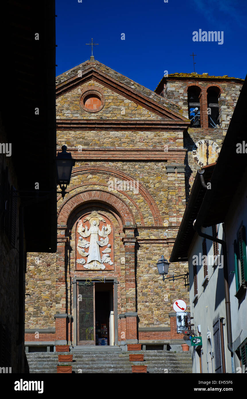 Ansicht der Kirche von Santa Maria, Panzano in Chianti, Toskana Stockfoto