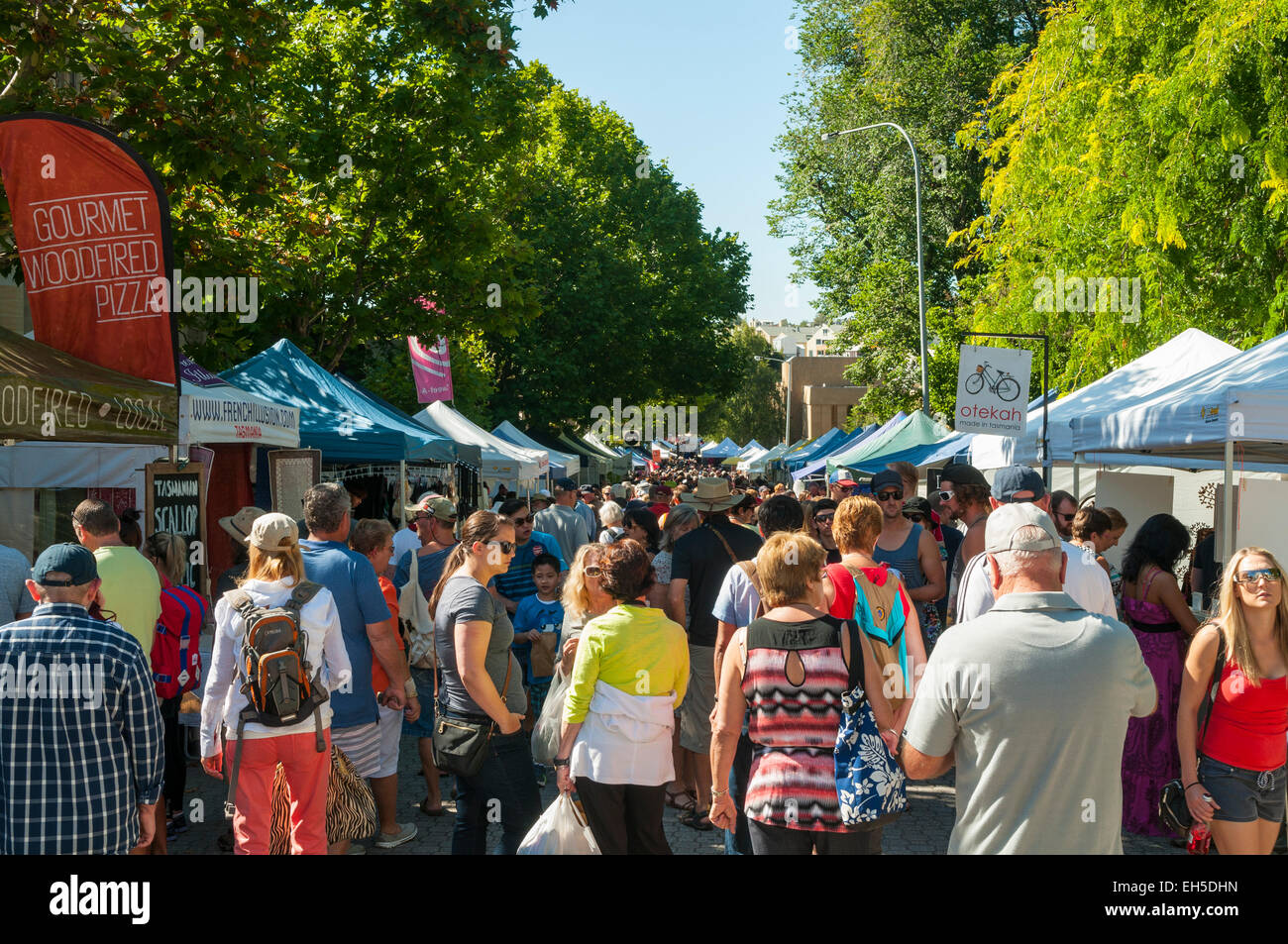 Beschäftigt Salamanca Market, Hobart, Tasmanien, Australien Stockfoto