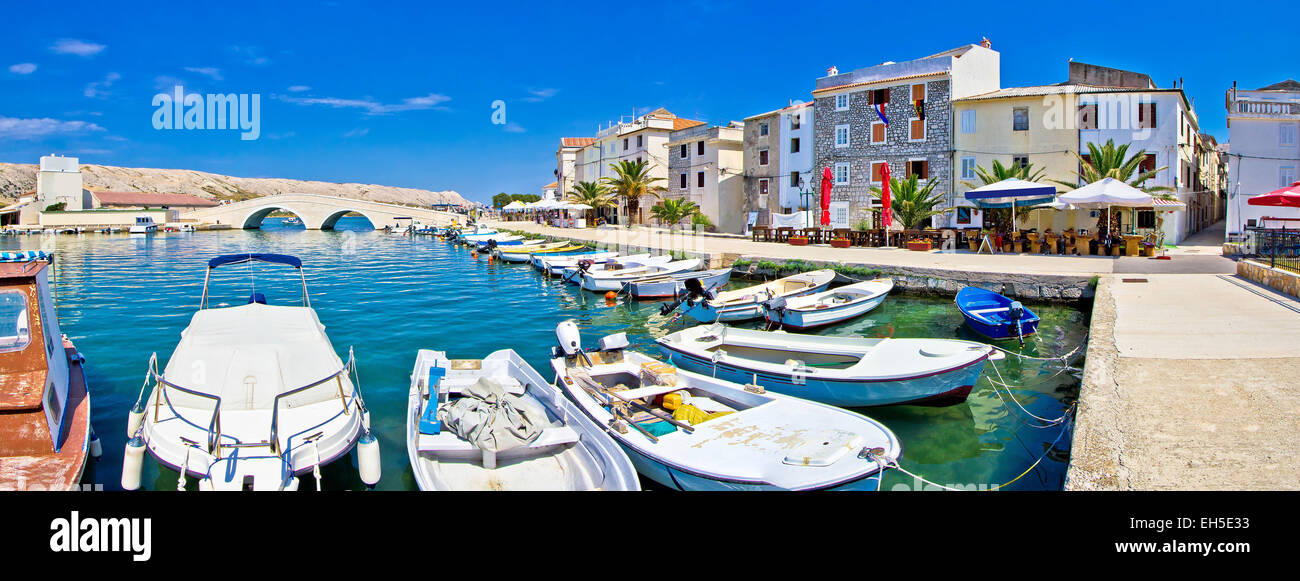 Insel Pag Waterfront Panorama, Dalmatien, Kroatien Stockfoto