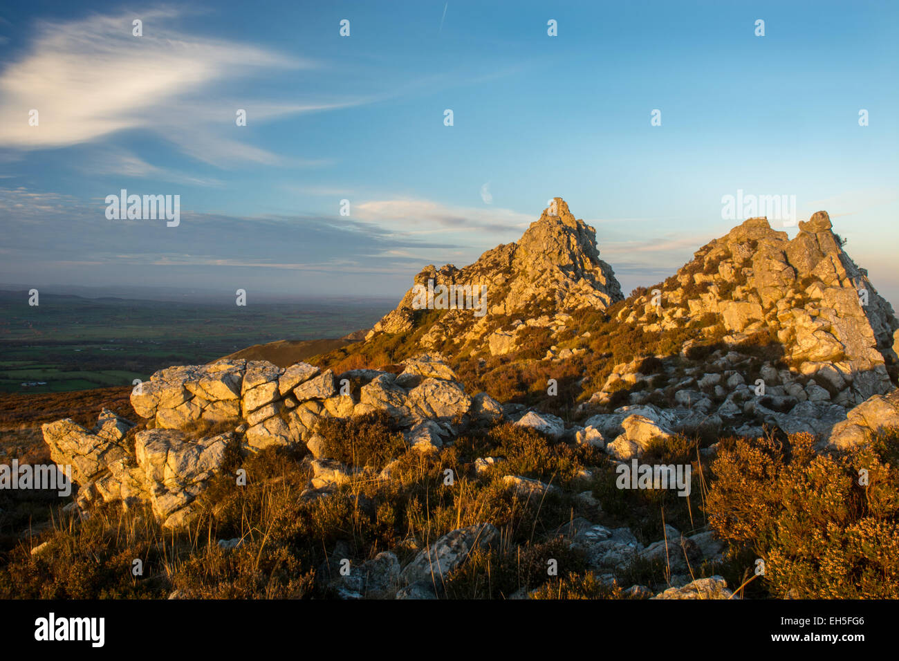 Stiperstones, Shropshire, in der Wintersonne. Stockfoto