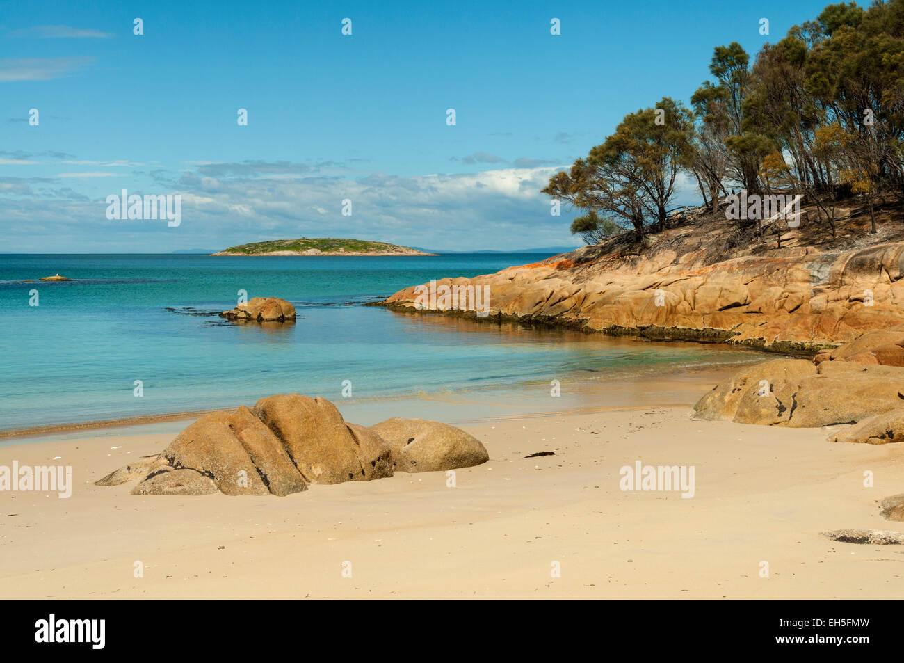 Fleurieu Punkt Gefahren Strand, Freycinet NP, Tasmanien, Australien Stockfoto