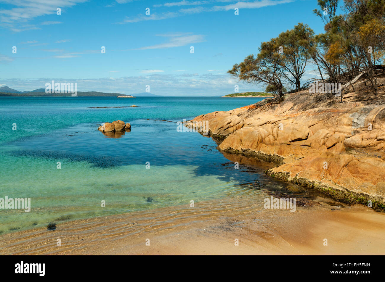 Fleurieu Punkt Gefahren Strand, Freycinet NP, Tasmanien, Australien Stockfoto