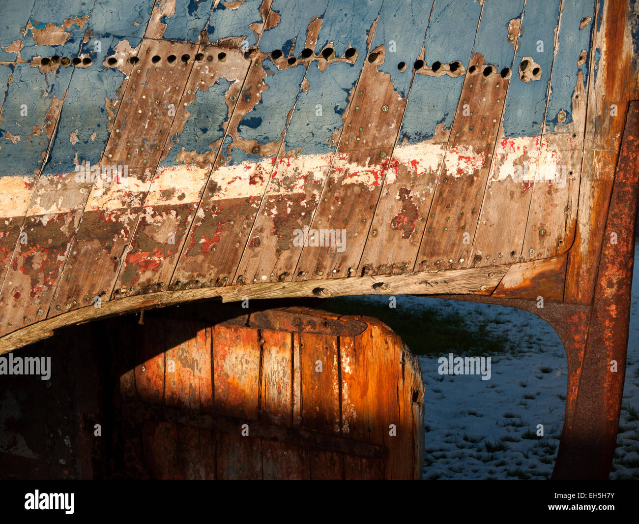 Detail aus einem heruntergekommenen Boot bei Thurso, Caithness, Schottland, UK Stockfoto