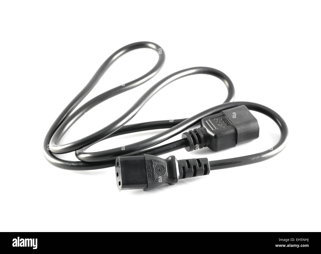 Black-Power-Kabel-Buchse isoliert auf weißem Hintergrund. Stockfoto