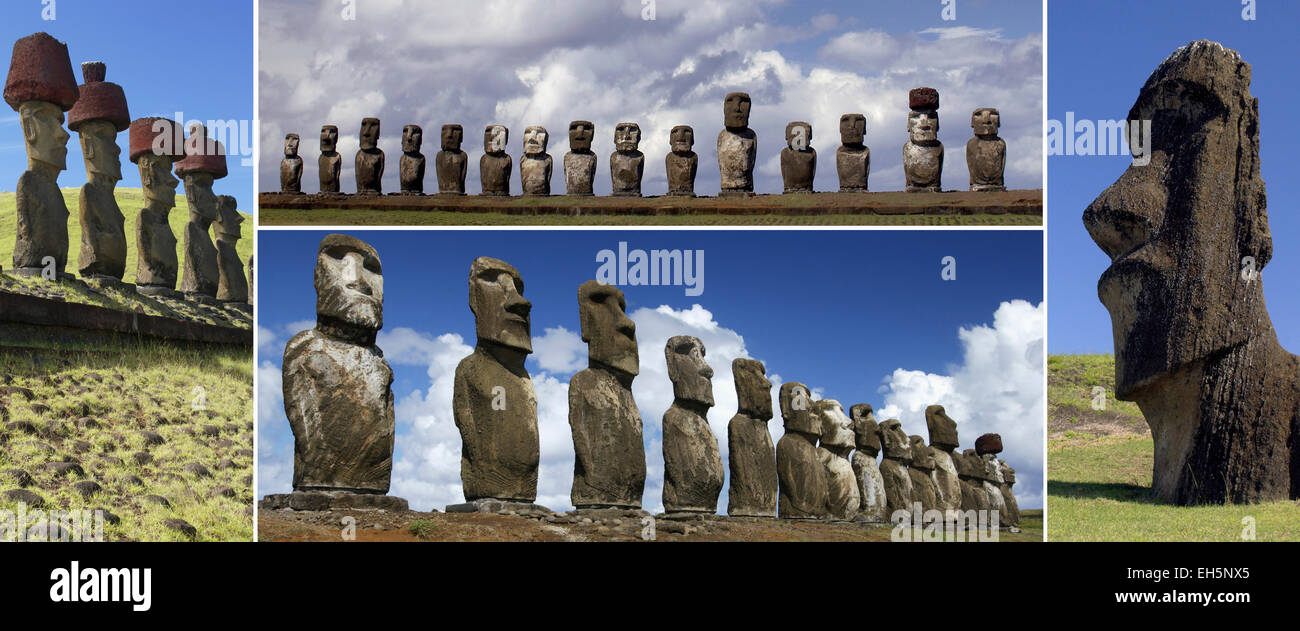 Die Moai von Ostern Insel im Südpazifik. Stockfoto