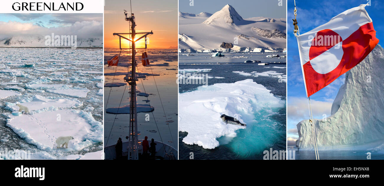Grönland - eine große Insel liegt im Nordosten von Nordamerika und vor allem innerhalb des Polarkreises. Stockfoto