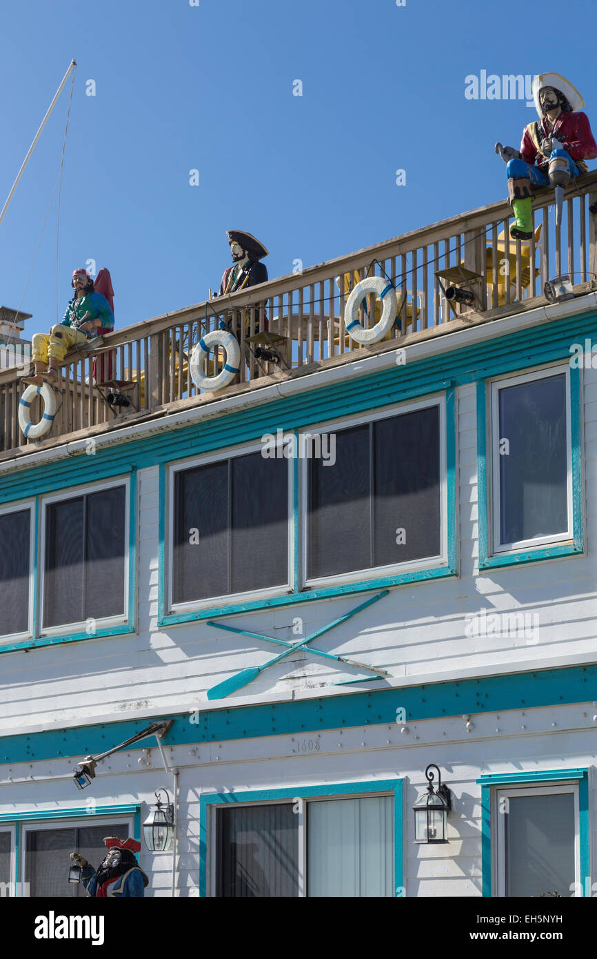 Strandhaus, dekoriert mit Piraten Thema, Florida Stockfoto