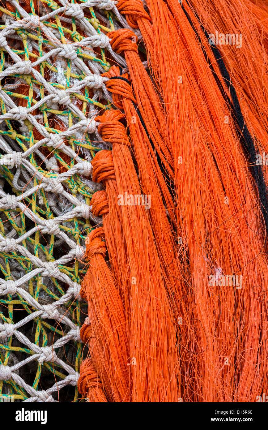Fischernetze mit Knoten. Stockfoto