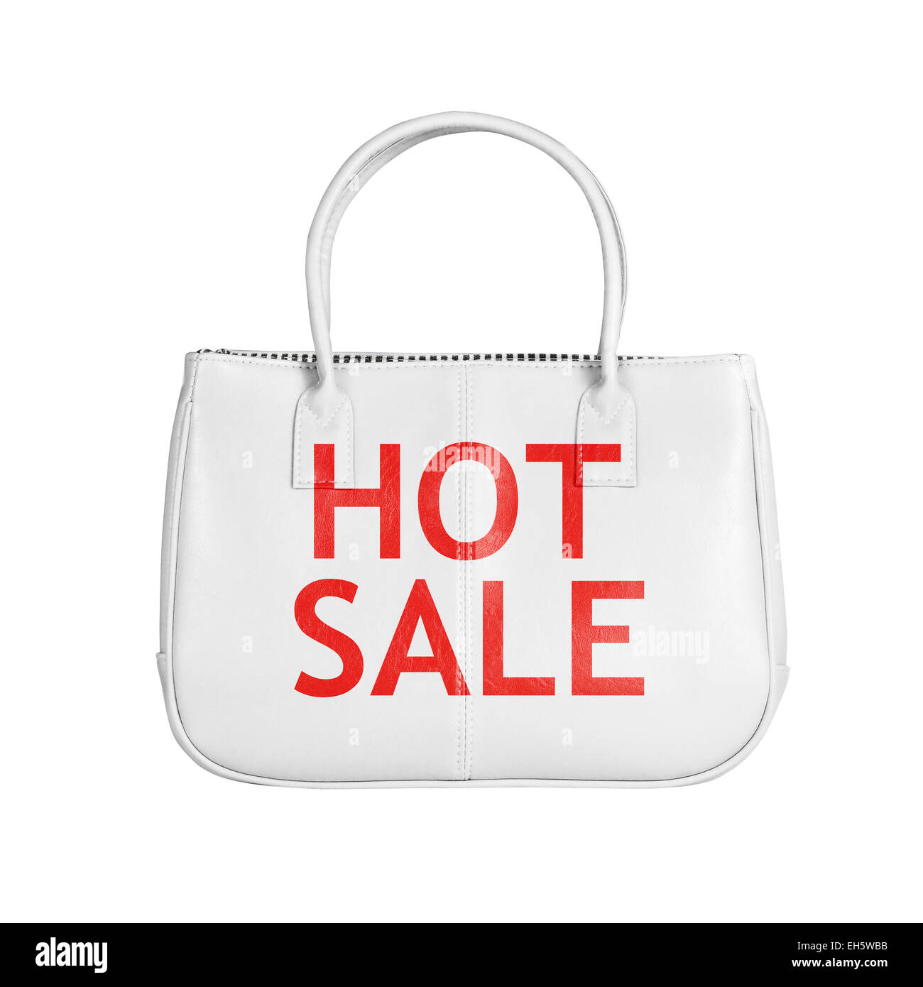 Heißer Verkauf Tasche. Gestalterisches Element isoliert auf weißem Hintergrund mit Beschneidungspfad Stockfoto