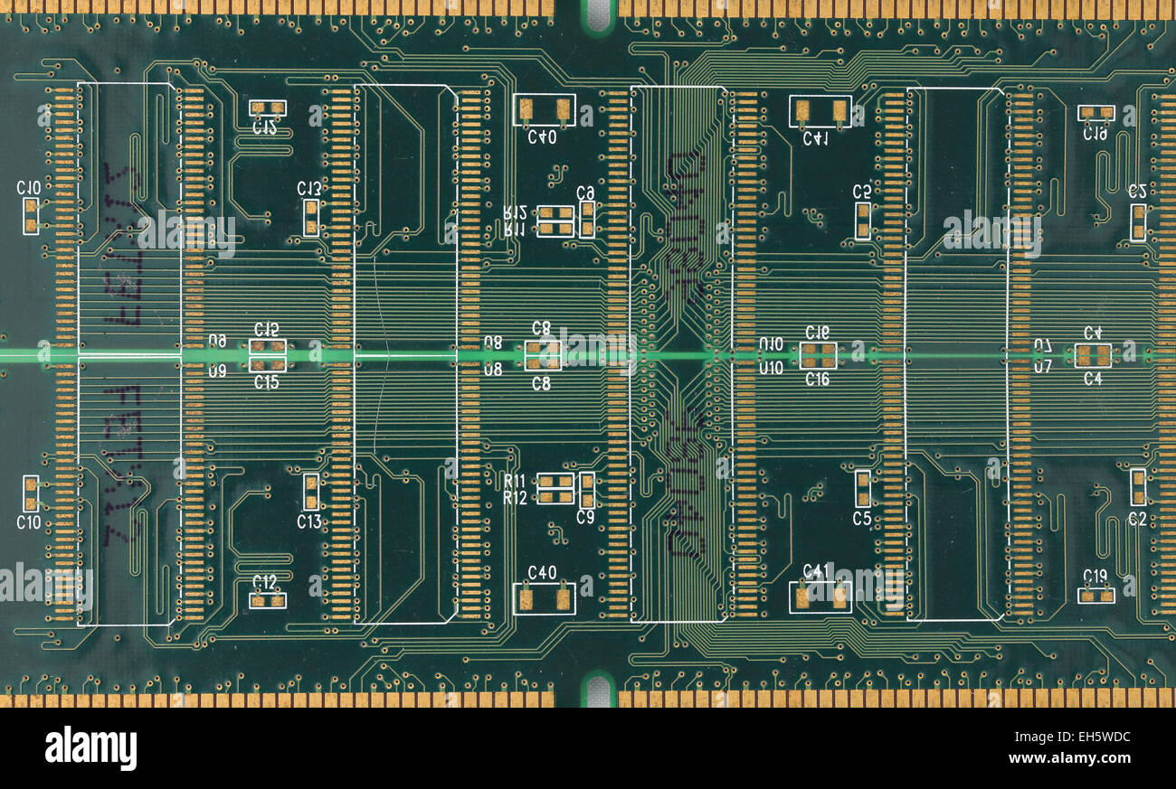 Grün der elektronischen Platine für den Technik-Hintergrund. Stockfoto