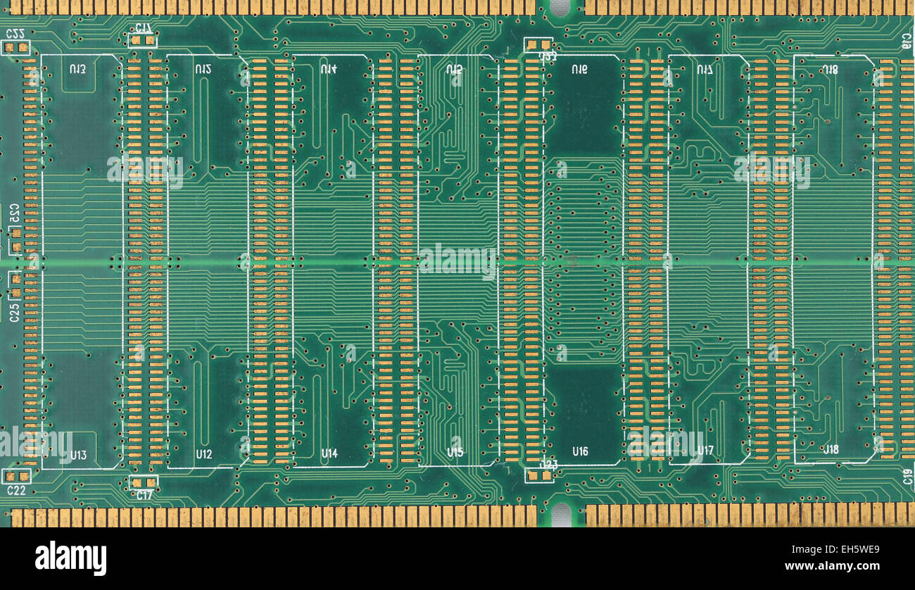 Grün der elektronischen Platine für den Technik-Hintergrund. Stockfoto