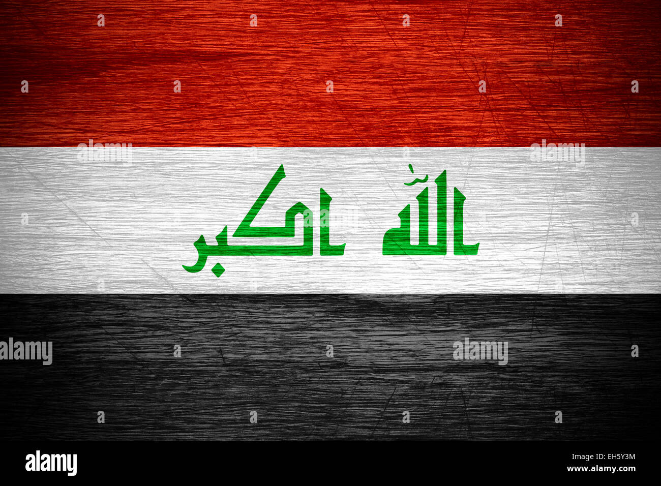 Irak-Flagge oder irakischen Banner auf Holz Textur Stockfoto