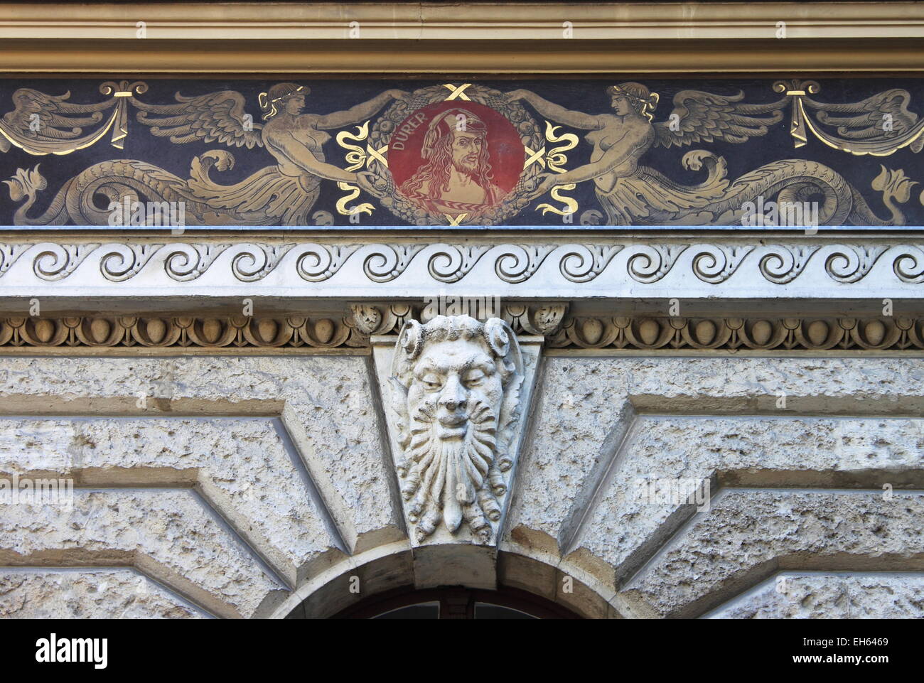 Dekorationen auf ein Gebäude im Renaissance Stil Stockfoto