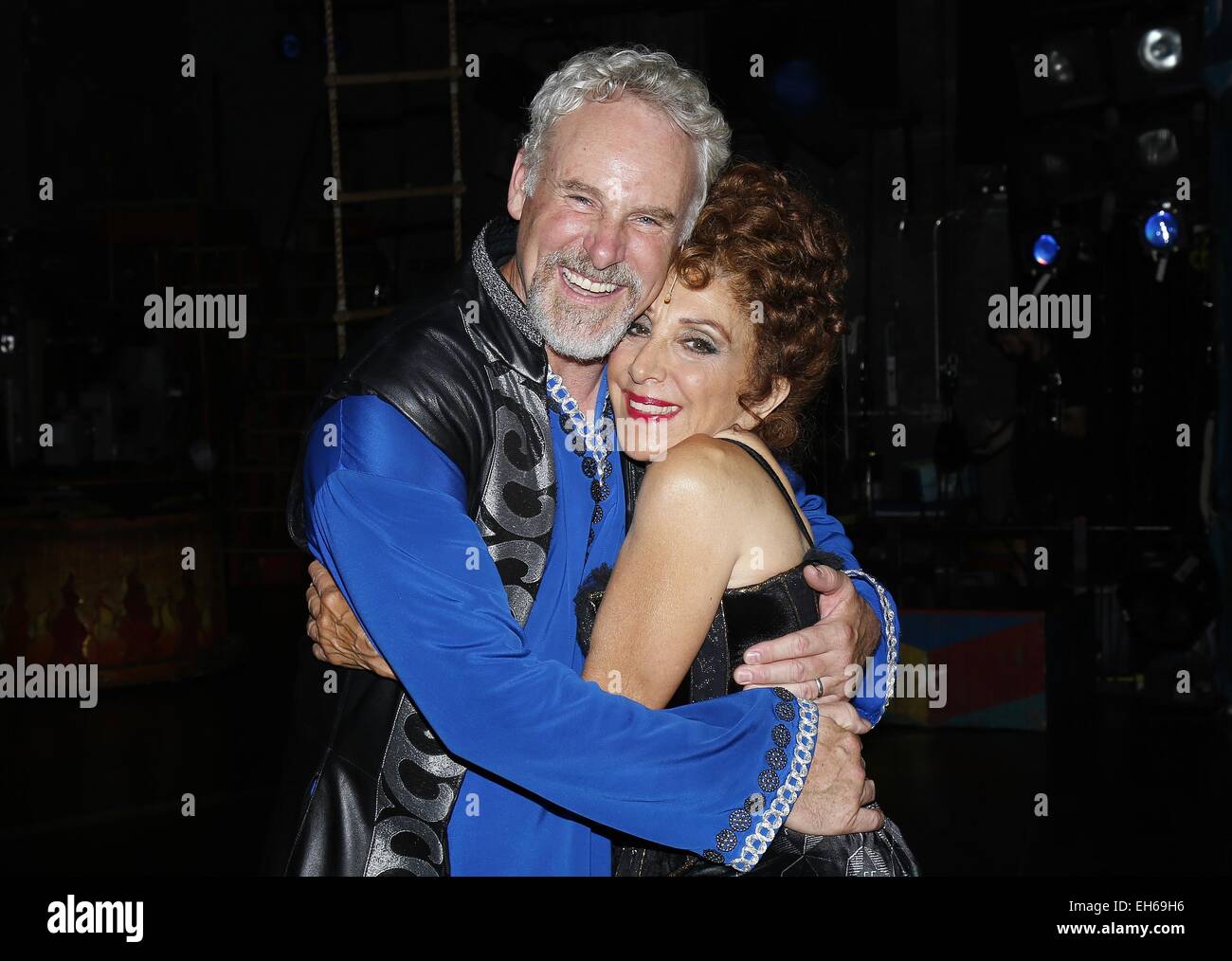 Der zweimalige Gewinner Tony kehrt Andrea Martin, Broadway Pippin in die Music Box Theatre - hinter den Kulissen. D: John Dossett, Andrea Martin wo: New York, New York, Vereinigte Staaten von Amerika bei: 02 Sep 2014 Stockfoto